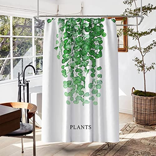 Aotiwe Duschvorhang Über Eck, Duschvorhang Natur Blätter Plants Grün Polyester 150X180cm Bad Accessoires