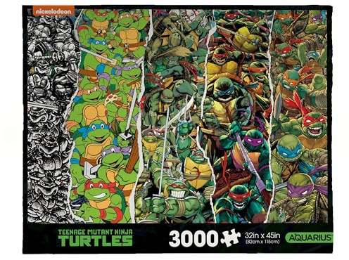 AQUARIUS TMNT Timeline 3000 Teile Puzzle (3000 Teile Puzzle) – Blendfrei – Präzise Passform – Offiziell Lizenziertes Teenage Mutant Ninja Turtles Merchandise & Sammlerstücke – 107,7 x 89,9 cm
