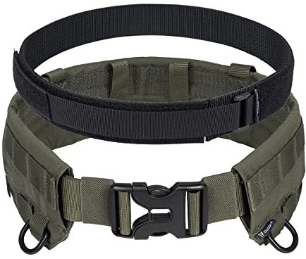 IDOGEAR Taktischer Gürtel Kampfgürtel Militär Molle Rigger Kampfgürtel mit Verstellbarem Innen- und Außengurtset(Ranger Green,Large)