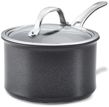 Anolon X Hybrid Nonstick Cookware Saucepan With Lid, Induction Suitable, 3 Quart Non Stick Sauce Pan - Charcoal Gray