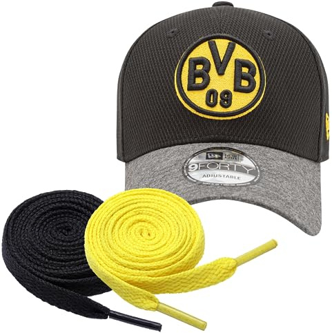 King of Trade BVB Cap 9Forty Schwarz/Grau + 2 Paar Fan-Schnürsenkel
