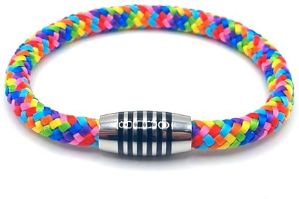 Armband Rainbow aus farbintensiven Paracord-Segeltau mit schwarz emailliertem Edelstahlmagnetverschluss (17.50)