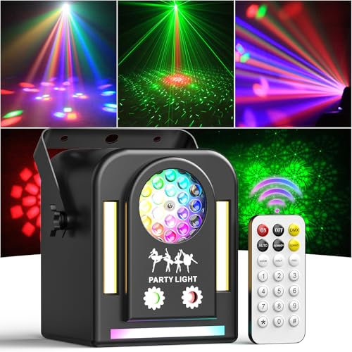 24W Luce da Discoteca, 4 in 1 Luce da Palco LED RGB + COB DJ con Telecomando, 8 Modalità Semoventi Faretto Mini Effetto, Adatta per Feste di Famiglia Feste di Compleanno Bar Palcoscenici Festival