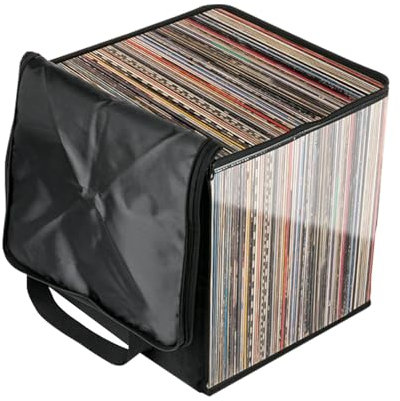 LP Vinyl Record Storage Carry Case With Clear Window and Handle - 12 Inch Album Box