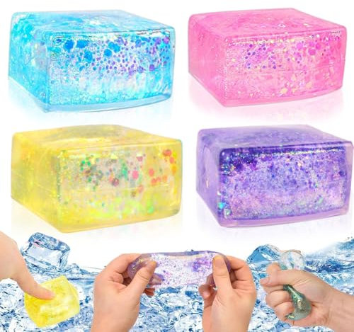 3 Stück Stressballs für Kinder und Erwachsene Fidget Spielzeug, Nice Cube, Squeeze Cube Stressbälle Kinder Spielzeug,Eiswürfel-Fidget Toys,Cube Anti Stress Spielzeug für Jungen-Mädchen,Color Random