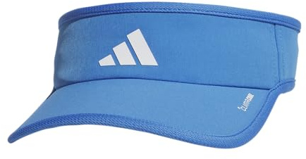 adidas Women's Superlite Visor β Lightweight Moisture-Wicking Running Tennis Hat, Ray Blue/White/3, OSFA