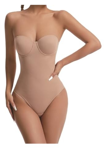 YGMNQAL Body Reductor Mujer Body sin Costuras for Mujer, Moldeador de Cuerpo Delgado, Entrenador de Cintura, Ropa Moldeadora sin Espalda, Body con Sujetador Moldeador de Ropa Interior(Skin Color,S)