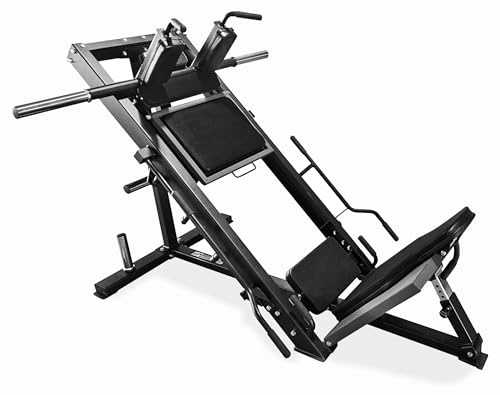 JK Fitness 【Combo Leg Press 45°/Hack Squat profesional】Prensa piernas sentadillas Machine 4 pernos Ø agujero discos 50 mm, carga máxima 350 kg, estructura de acero, ahorra espacio Home & Studio Gym