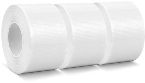ANOMM 3 Rotoli PE Tessuto Adesivo per Stoffa, 5CM x 20M Toppe di Riparazione per Piumini, Esterno Impermeabile Patch Tessuto Adesivo per Tende, Telo Copri Camion, Tenda da Sole (Bianco)