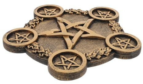 GRIRIW Portavelas de Escritorio Decorativo Pentagrama de Cobre Brillante Base Creativa para Velas de Sacrificio Soporte Metálico para Altar y Ceremonias Mágicas Adorno para Rituales y