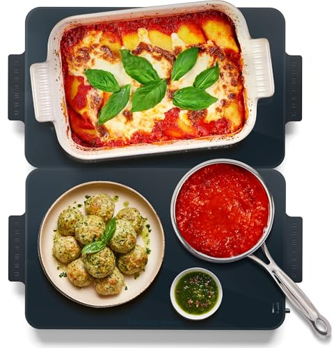 Chefman Everything Warmer Electric Warming Tray, 20” x 16” Modular Expanding Design, Graphene Full-Surface Heating, Food Warming Mat for Parties, Gatherings & Daily Use, Two Tempered Glass Panels