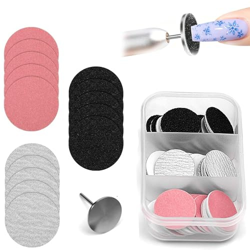 KIMHOME 120Pcs 25 mm Pedicure Sanding Disc Set,Replacement Foot Grinder Pads & Metal Nail Drill Bits (80/120/180/240 Grit)