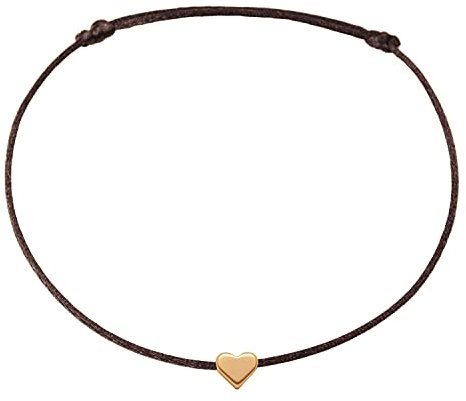 Selfmade Jewelry Fußkettchen Damen Herz Handgemachtes Fußbändchen mit Herzchen Größenverstellbar Inkl. Geschenk-Verpackung (Rosegold - Braun)