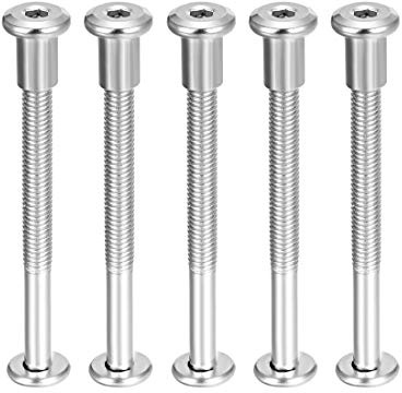 uxcell Screw Post Fit for 5/16(8mm) Hole Dia, Male M6x70mm Belt Buckle Binding Bolts Leather Fastener Stainless Steel 5 Sets