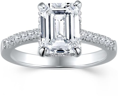 SHELOVES Womens 3 Ct Emerald Cut Engagement Ring Solitaire Cubic Zirconia