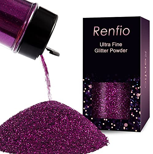 Renfio Ultra Fine Glitter Powder 1.75 Oz (50g) Metallic Resin Glitter Flakes Crafts Sequins Epoxy Chips Flakes for Tumblers Slime Painting Arts Nail Holiday Decoration - Crape Myrtle