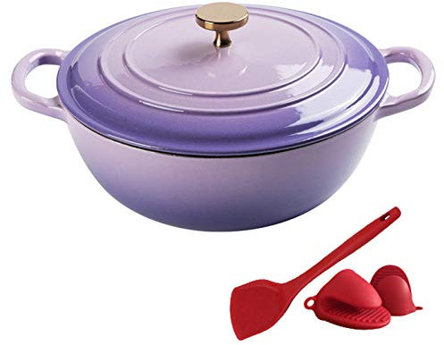 Casserole Dishes with Lids Dutch Oven with Dual Handle, Nonstick Enamel Cookware Crock Pot, Casserole Dish with Cover for Preparing Low and Slow Cooking Meals,Red Casserole Dishes ( Color : Gray ) (