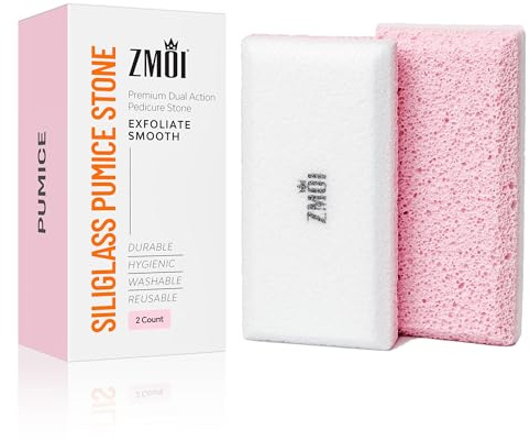 ZMOI Vetro pomice pietra pomice rimozione calli per piedi, gomiti, mani e ginocchia, prodotto in Spagna - esfoliante per pedicure 2 in 1 e scrubber per pelli ruvide e dure (colore rosa)