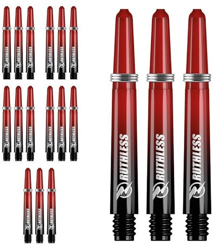 RUTHLESS Deflectagrip Polycarbonat-Dart-Schäfte, langlebige Schäfte mit Federn in Tweenie-Länge, 40 mm, Schwarz und Rot, 5 Sets (5XS1576)