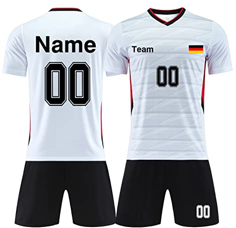 LAIFU Eigener Name Trikot Kinder Set - Personalisierte Fußball Trikots Jeder Name Nummer Team Logo Fussballtrikot Jungen