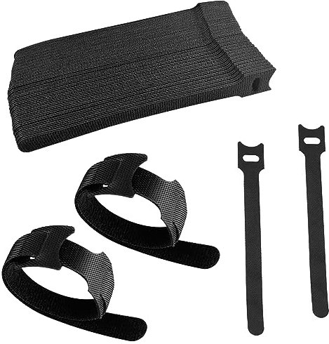 Nutabevr 60PCS negro Bridas Reutilizables Cables, Correas de cable multiusos, Ajustable Ataduras Cables con Nylon Gancho y Lazo, Organizador Cables Corbatas Correa para Hogar y Oficina, 60BD-01