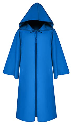 VDDTAGAM Capa unisex con capucha, disfraz medieval renacentista para adultos, disfraz de Halloween, túnica con capucha, capa de cosplay, 01-azul, M