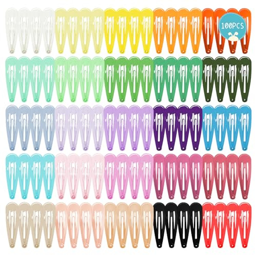 Colorful Snap Hair Clips Hair Barrettes for Girls,Clips Candy Color Hair Accessories for Kids Teens, Toddlers,Women (Color=Multicolor | Pack=100-Pack)