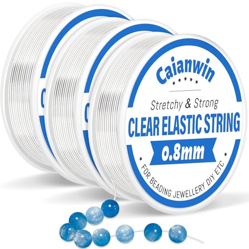Caianwin-0.8mm/90m Fil Elastique pour Bracele 3pcs Elastique pour Bracelet