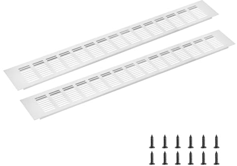sourcing map Rectangle Ventilation Grille 600x80mm/24x3 Silver Tone | Aluminum Alloy Mesh,Air Vent Cover,Louvered Ventilation Cover,with Mounting Screws for Cabinet Shoe Closet
