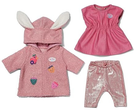 BABY born Mantelset, gosig kappa med kaninöron inkl. klänning för 43 cm dockor, 839416 Zapf Creation
