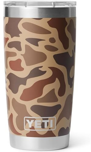 YETI Rambler 20 oz Tumbler, Stainless Steel, Vacuum Insulated with MagSlider Lid, Wetlands Camo