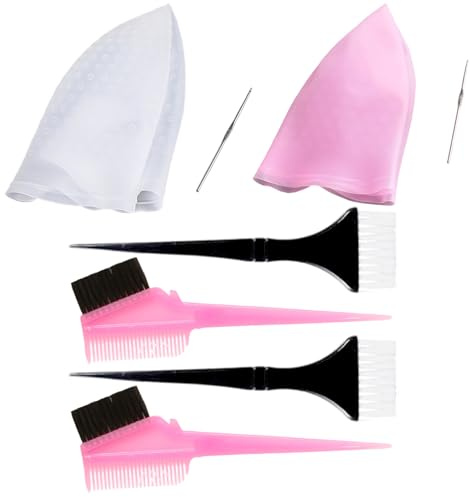 6-Piece Set Highlighting Cap, Highlight Cap, Hair Highlighting Kit, Highlight Cap And Hook Kit, Reusable Highlighting Caps With Hook Salon Hairdressing Dyeing Staining Tools For Women Men