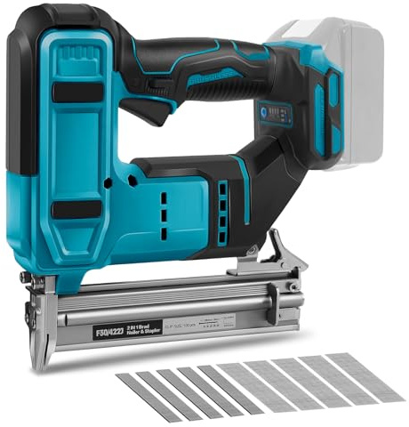Set di chiodatrici a batteria da 18 GA, compatibile con Makita 18 V, 2 in 1, pistola per unghie senza spazzole, con 500 chiodi e 500 staffe, per fai da te, lavorazione del legno