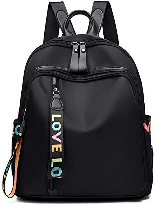 FANDARE Zaino Nero per Donna, Zaino Leggero Impermeabile per Scuola o Università, Zainetto Giornaliero per Viaggi, College e Lavoro Nero