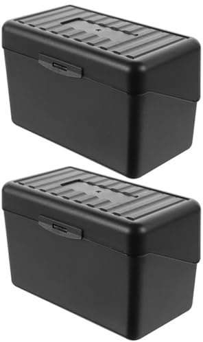 CLISPEED Scatola Porta Biglietti da Visita in PP Nero 3×5 Pollici Set 2 Pezzi Organizer da Scrivania Portatile Multifunzione per Ufficio e Casa Custodia per Biglietti da Visita e