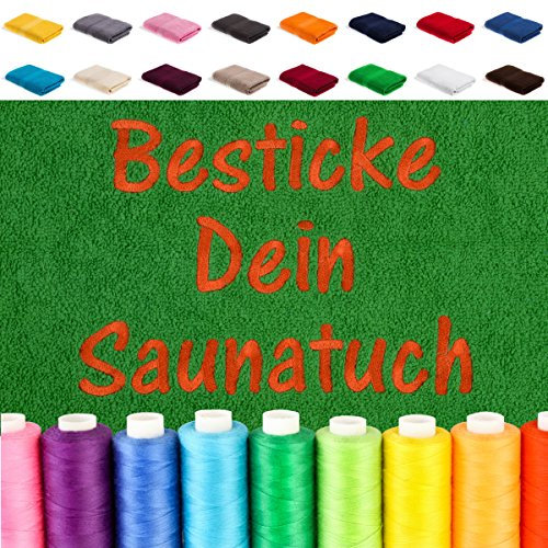 EllaTex Besticken Sie Handtuch mit Namen oder mit Wunschtext Bestickt, Farbe:Creme; Größe:Saunatuch XXL 100x200 cm