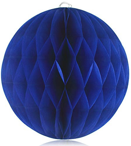 PLECUPE 10 Stück Hängendes Papier Pompoms Wabenball Kugel Dekobälle für Hochzeit Geburtstag Fest Partei, Schöne 25cm Seidenpapier Pompoms Blumen und Papierlaterne, Dunkelblau