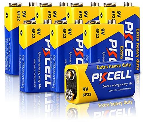 Pilas 9V 6F22 Square para Detectores de Humo,Herramientas de Jardín,Paquete de 8,PKCELL