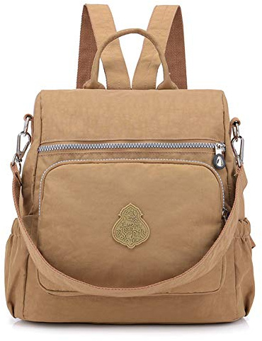 Estwell Rucksack Damen Elegant Schulrucksack Damenrucksack Handtasche Daypack Wasserdicht Nylon Mädchen Schultasche Reiserucksack Anti Diebstahl Rucksäcke, Beige