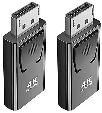 SK DEPOT Displayport to HDMI Adapter(2 pack), 4K DP to HDMI Converter Displayport 1.4V Nickel Plated for Desktop, Laptop, Projector, HDTV (DP Male to HDMI Female, Black & Silver, 2 Pack)