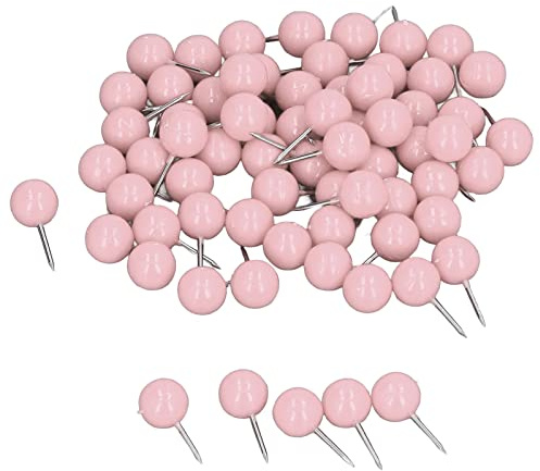 Kartstift Markeringsstift, 9,5x20 Mm Stål + Plast 100st Tryckstift Kartstift för Korkbrädor (Rosa)