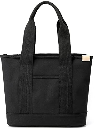 zhongningyifeng Borsa per la spesa da donna casual in tela con maniglia superiore, grande capacità, borsa per la spesa per lavoro (black, M)