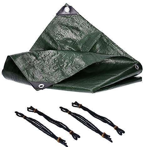 Abdeckplane 8m x 12m Gewebeplane Premium Line 260g/m² mit Ösen (50cm Abstand) – wasserdicht reißfest UV-stabilisiert abwaschbar - Schutzplane Abdeckfolie Poolplane Holzplane Gartenmöbel Boot Pool