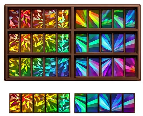 Ziliny Windmill and Diamond Holographic Chocolate Bar Mold Silicone, Rainbow Light Effect Chocolate Bar Deep Thick Molds for DIY Candy Dessert Baking, Candy, Wax Melts, Cake Decoration (Rectangle)