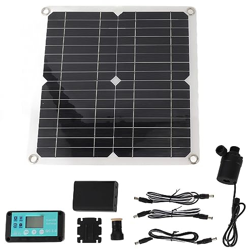 Kit Pompa Acqua Solare con Timer, Pompa Sommergibile Ad Energia Solare, Pannello Solare da 50 W per la Decorazione del Giardino, Piscina, Vaschetta per gli Uccelli