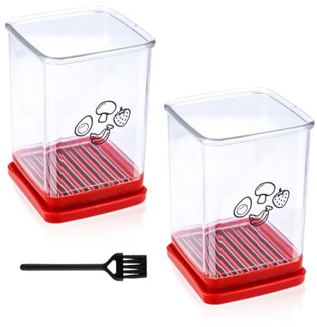 2pcs Trancheuse à Tasses, Trancheuse à Fruits Trancheuse à Oufs avec Brosse Acier Inoxydable Coupe-Fraise Outil de Tranchage Portatif pour Salade d'Oufs et de Bananes Gadget de Cuisine