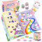 Plunack Sticker Stempel, 24-Seitiger Aktivitätenblock mit 300 Aufkleber, Fidget Toys Bastelspielzeug, Reisespielzeug für Kinder ab 3 4 5 6 7 Jahren - Einhorn