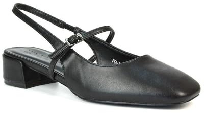 Women's Low Block Heel Mary Jane Court Shoes Ladies Slingback Classic Square Toe Black Synthetic Leather Party Dress Pumps Size 6