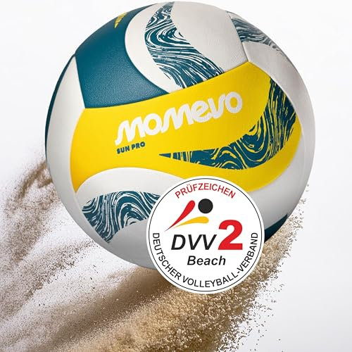 Momevo SunPro Offizieller Beachvolleyball, DVV Zertifiziert, offizielle Größe 5, weiche Mikrofaser PU Oberfläche - für Outdoor Sandsport Strandsport Geschenk