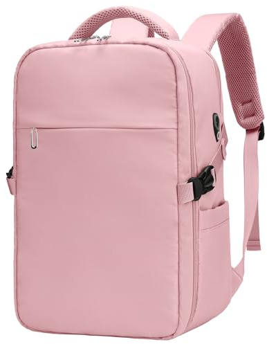ZHXX Mochila Viaje Cabina Avion 40x20x25,Mochila Ryanair 40x30x20 | Mochila Cabina con Compartimento para Portátil 14 Pulgadas y Bolsillo Húmedo Independiente,Rosa